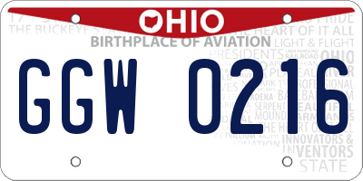 OH license plate GGW0216