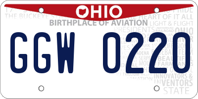 OH license plate GGW0220