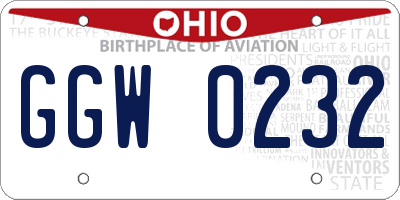 OH license plate GGW0232