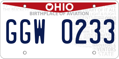 OH license plate GGW0233