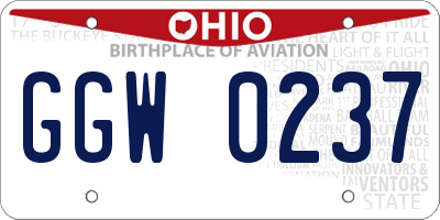 OH license plate GGW0237