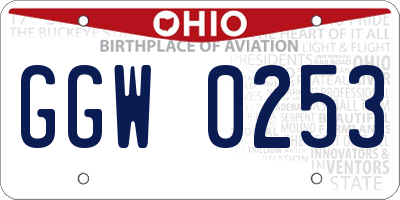 OH license plate GGW0253