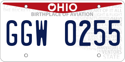 OH license plate GGW0255