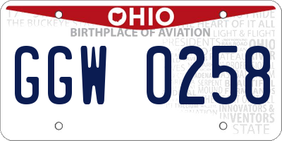 OH license plate GGW0258