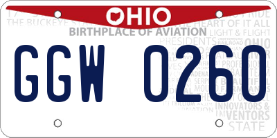 OH license plate GGW0260