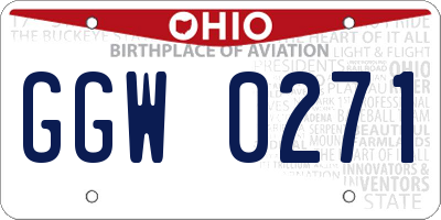 OH license plate GGW0271