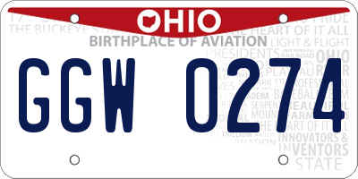OH license plate GGW0274