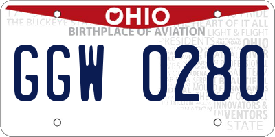 OH license plate GGW0280