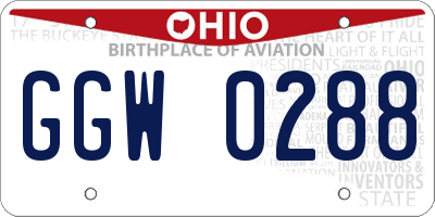 OH license plate GGW0288