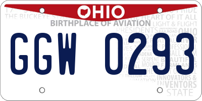 OH license plate GGW0293