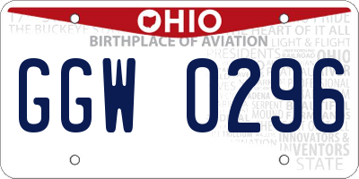 OH license plate GGW0296