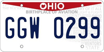 OH license plate GGW0299