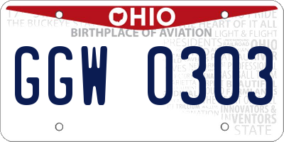 OH license plate GGW0303