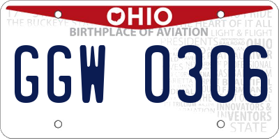 OH license plate GGW0306