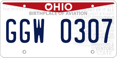 OH license plate GGW0307