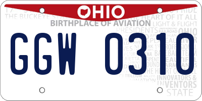 OH license plate GGW0310