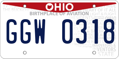 OH license plate GGW0318