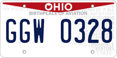 OH license plate GGW0328