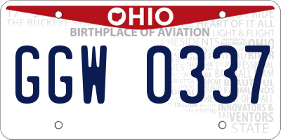OH license plate GGW0337