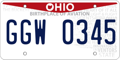 OH license plate GGW0345