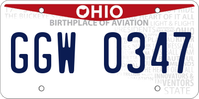 OH license plate GGW0347