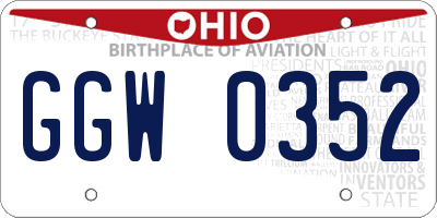 OH license plate GGW0352