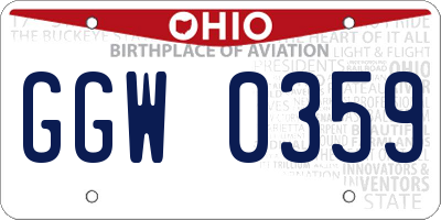 OH license plate GGW0359