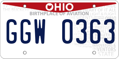 OH license plate GGW0363