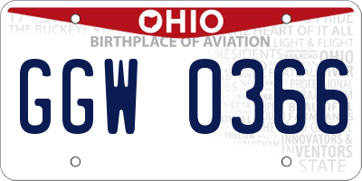 OH license plate GGW0366