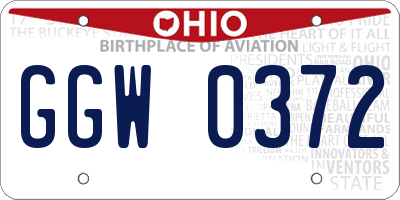 OH license plate GGW0372