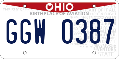 OH license plate GGW0387