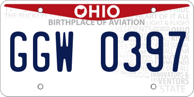 OH license plate GGW0397