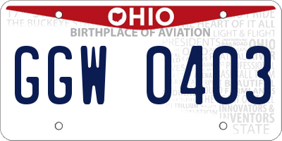 OH license plate GGW0403
