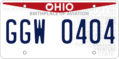 OH license plate GGW0404