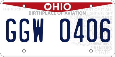 OH license plate GGW0406