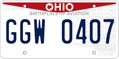 OH license plate GGW0407