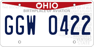 OH license plate GGW0422