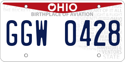 OH license plate GGW0428