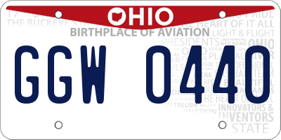 OH license plate GGW0440
