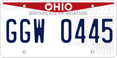 OH license plate GGW0445
