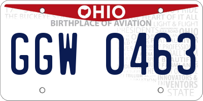 OH license plate GGW0463