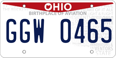 OH license plate GGW0465