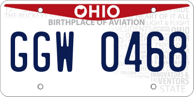 OH license plate GGW0468