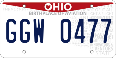 OH license plate GGW0477