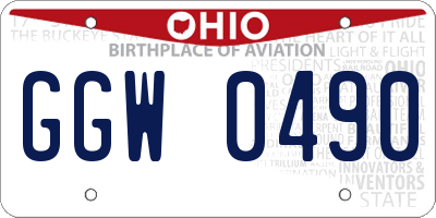 OH license plate GGW0490