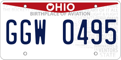 OH license plate GGW0495