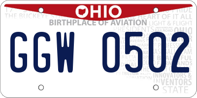 OH license plate GGW0502