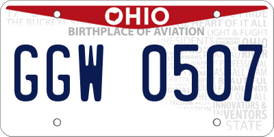 OH license plate GGW0507