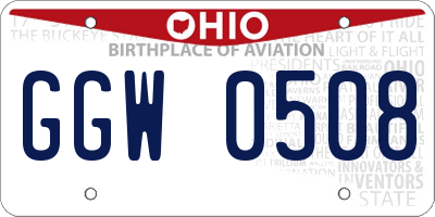 OH license plate GGW0508