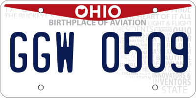OH license plate GGW0509
